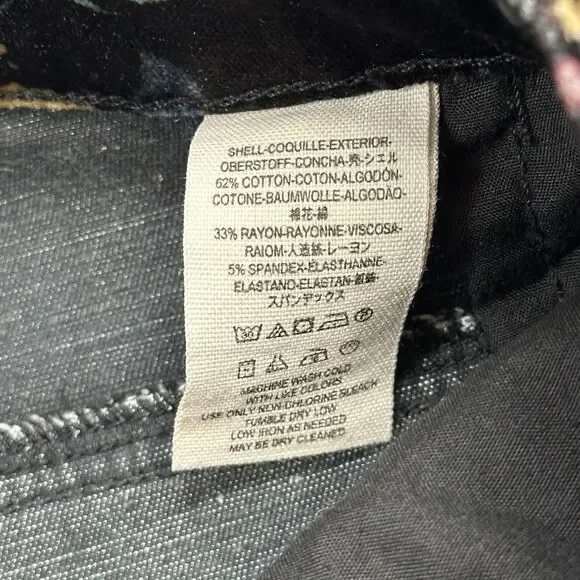 Free People Velvet Skinny Pant 12 Black Floral Print Retro Zip Pockets Mid Rise - Picture 10 of 14